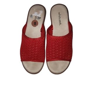 Whitemt. Red Woven Cork Slides Size 8 Wedge 2.75" Platform .50"